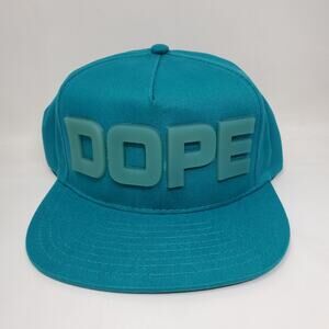 🆕 Vintage DOPE COUTURE Silicone Snapback Hat Teal Blue